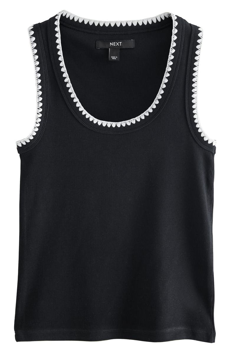 NEXT Monochrome Embroidered Cotton Rib Tank, Alternate, color, Black