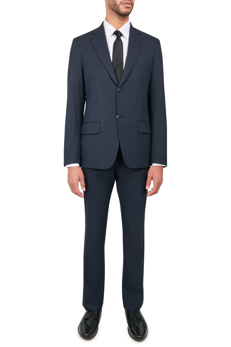 Tailored Slim Fit Pinstripe Suit, Main, color, NAVY