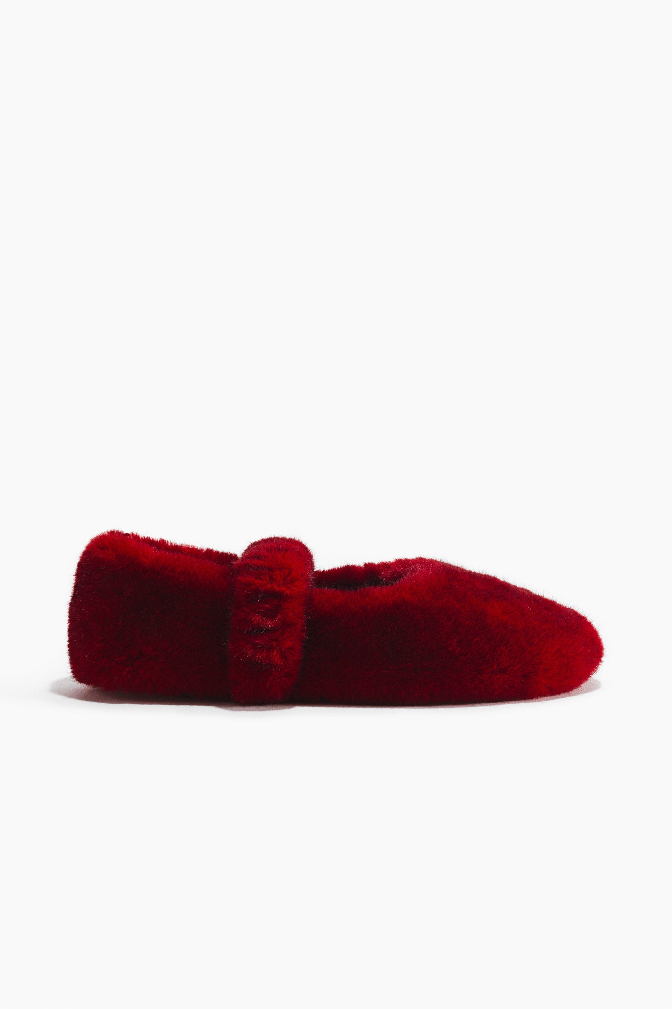 H&M Fluffy Slippers, Main, color, Dark Red