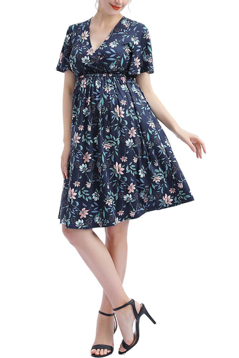 Annis V-Neck Maternity Nursing Dress, Alternate, color, Navy