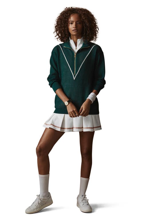 Varley Calva Open Knit Half Zip Sweater In Forest