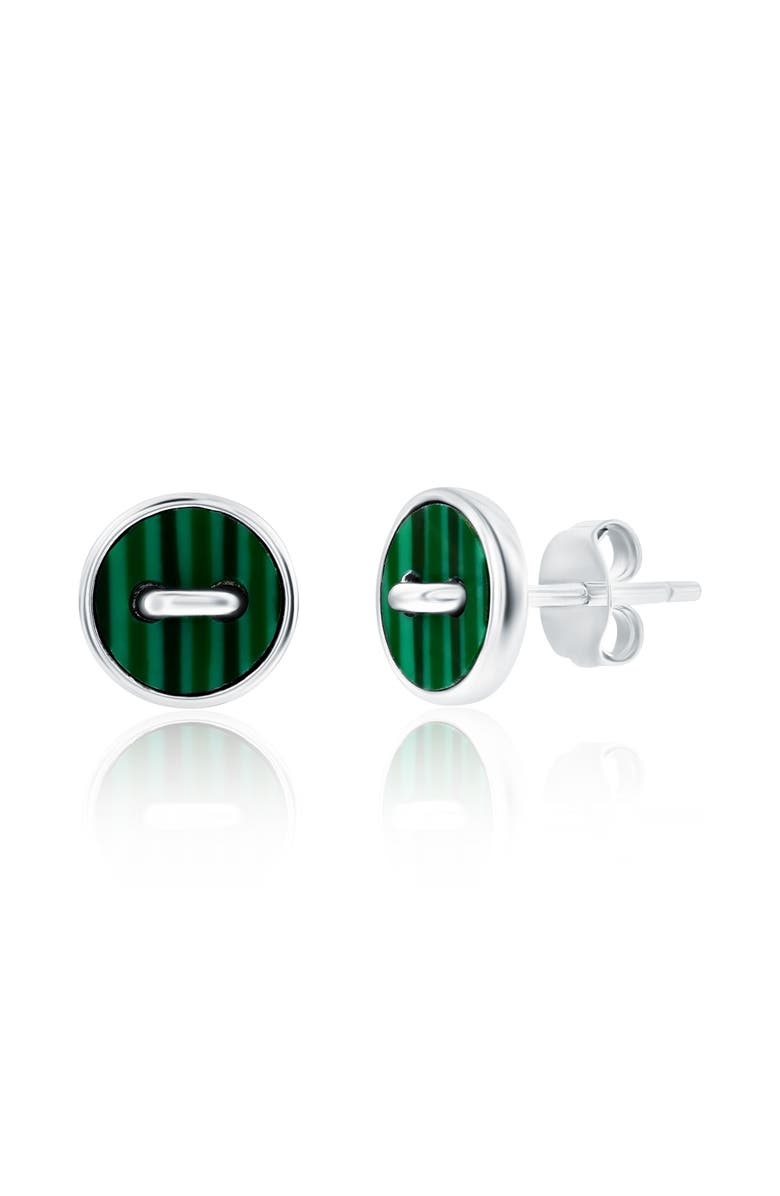 Donatello Gian Sterling Silver Malachite Button Studs, Main, color, Green