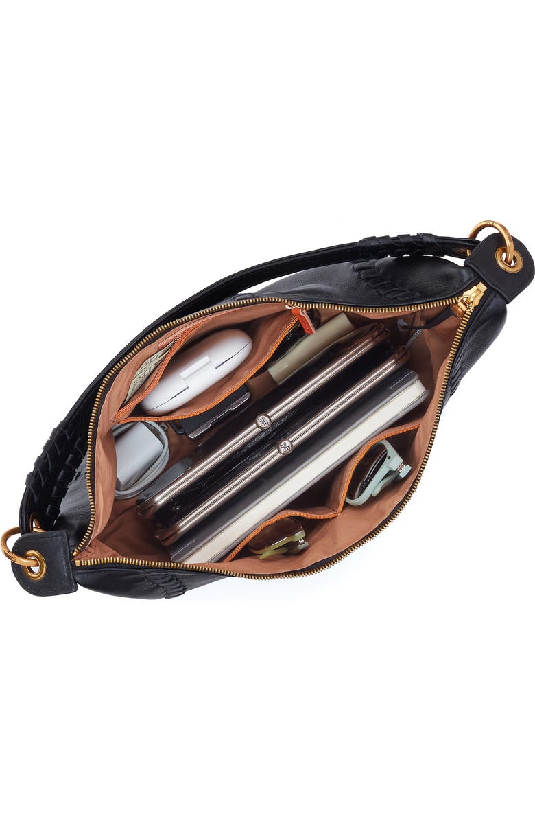 HOBO Opal Leather Shoulder Bag, Alternate, color, Black