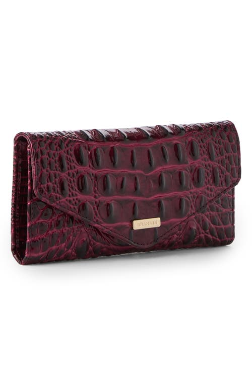 Brahmin Veronica Croc Embossed Leather Wallet In Burgundy