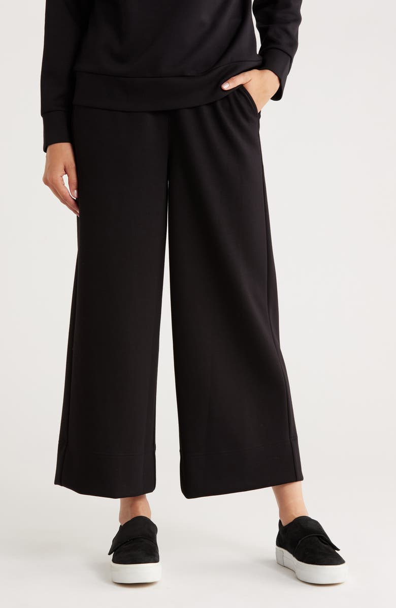 Caslon<sup>®</sup> Scuba Wide Leg Pants, Main, color, Black