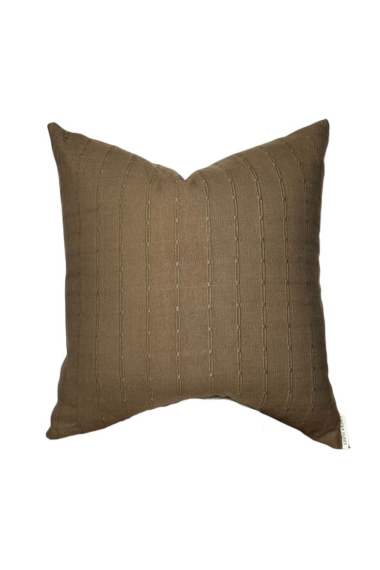 Graham | Cedar Brown Woven Stripe Pillow Cover, Main, color, Cedar Brown