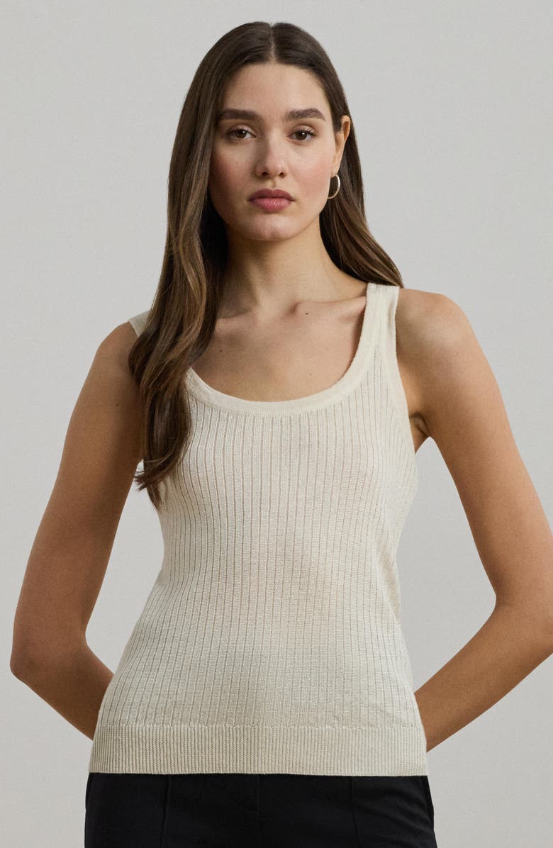 Lauren Ralph Lauren Linen Blend Rib Sweater Tank, Alternate, color, Mascarpone Cream