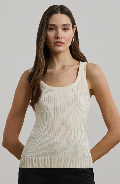 Ralph Lauren Lauren Linen Blend Rib Sweater Tank In White