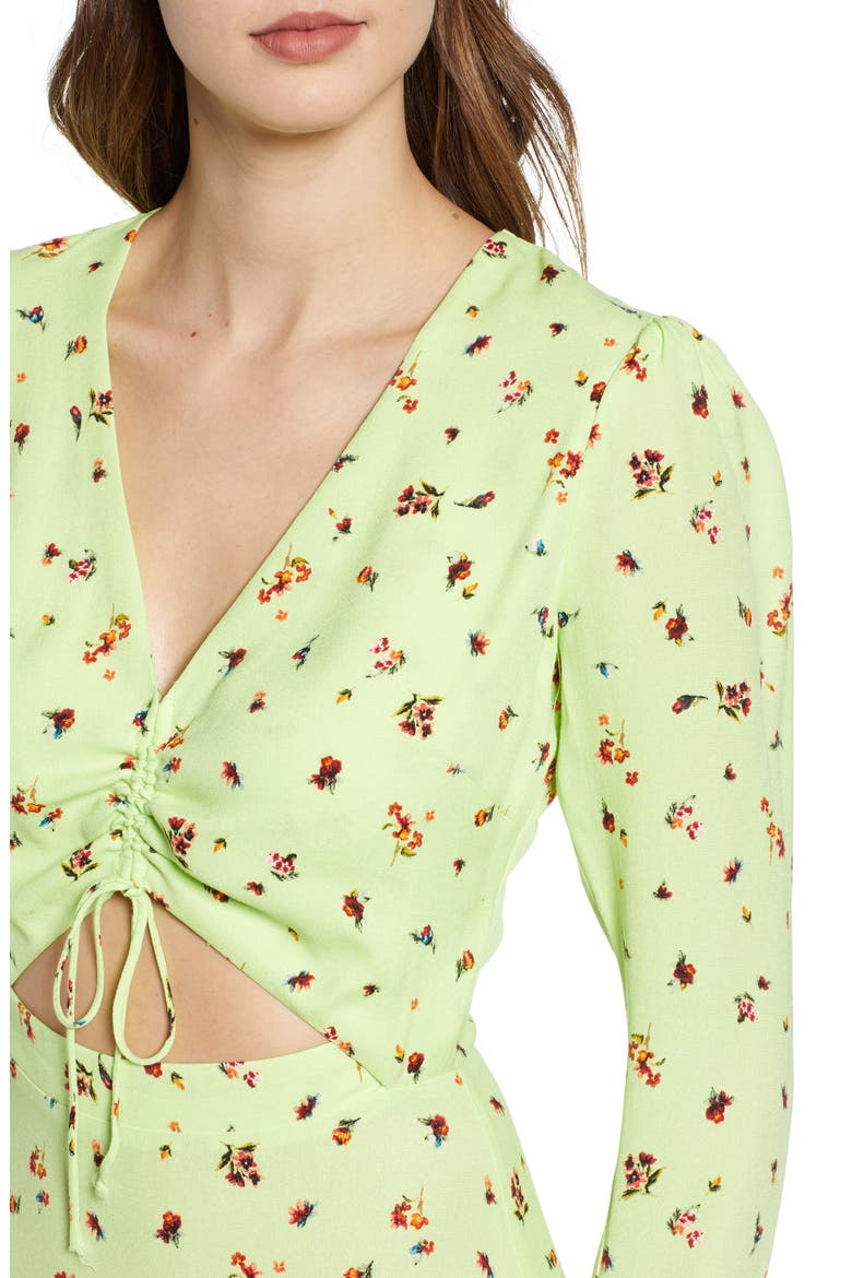 Carlo Cinched Front Midi Dress, Alternate, color, LIMELIGHT DITSY