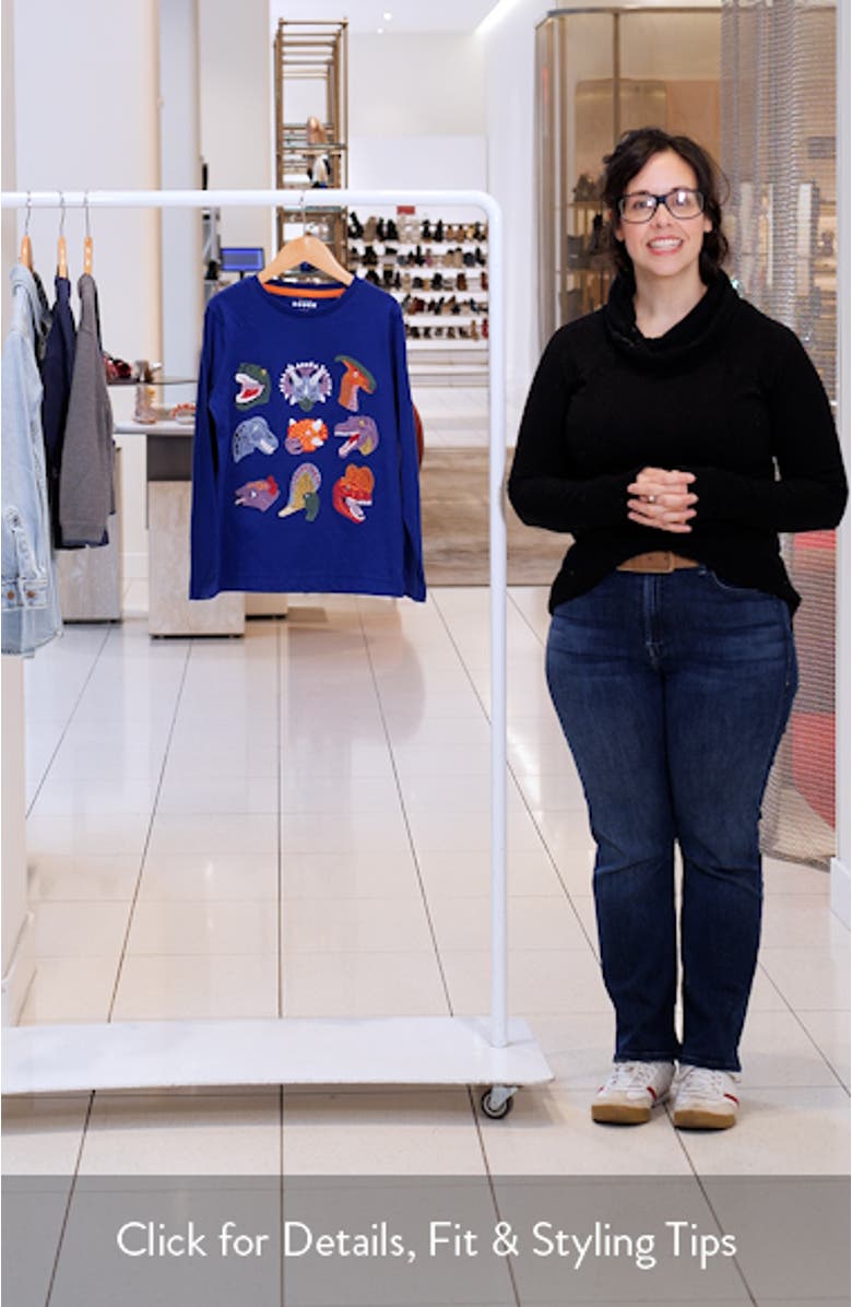 Kids' Dinosaur Embroidered Long Sleeve Cotton T-Shirt, sales video thumbnail