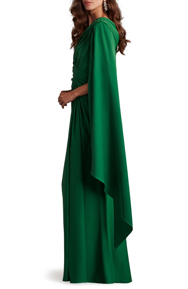 Tadashi Shoji Ember One-Shoulder Draped Gown, Alternate, color, Bamboo
