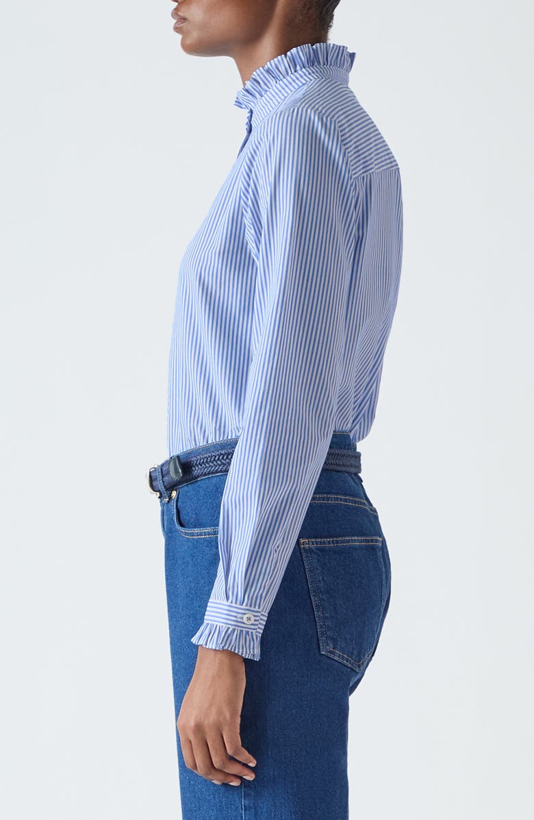LK Bennett Emile Stripe Ruffle Half-Button Shirt, Alternate, color, 