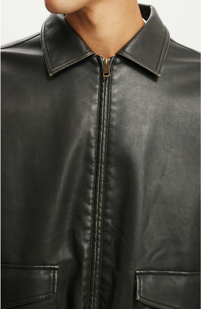 Cotton On Faux Leather Bomber, Alternate, color, 