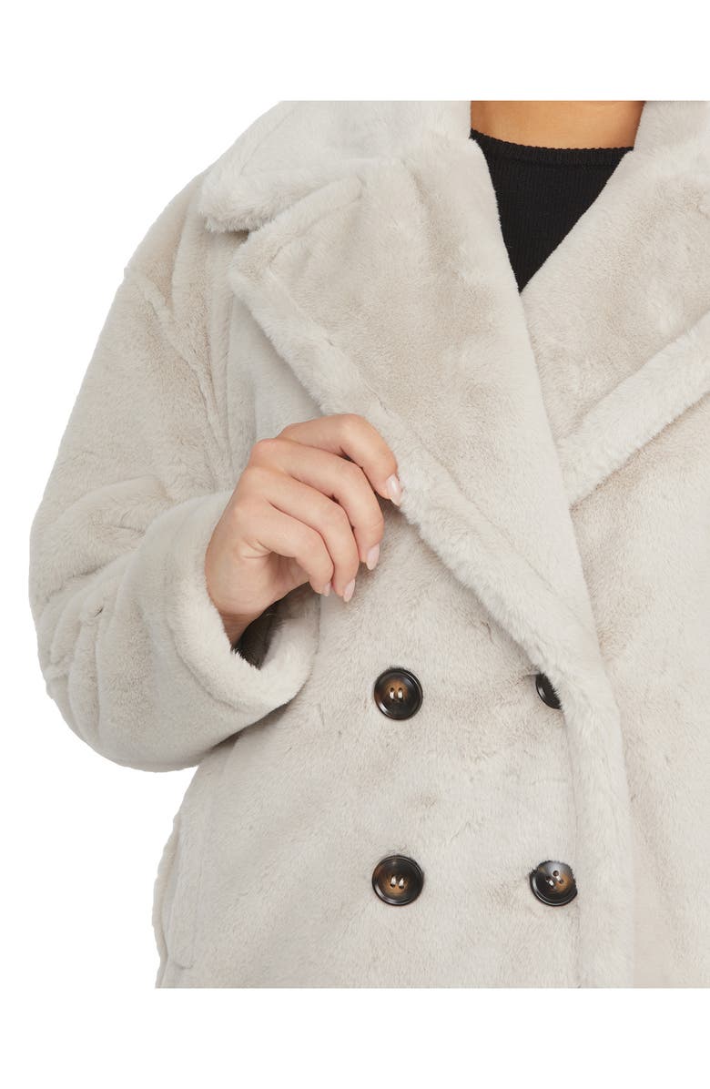 Badgley Mischka Collection Rollande Double Breasted Faux Fur Coat, Alternate, color, 