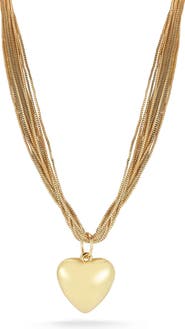 CHLOE AND MADISON Puffed Heart Pendant Necklace