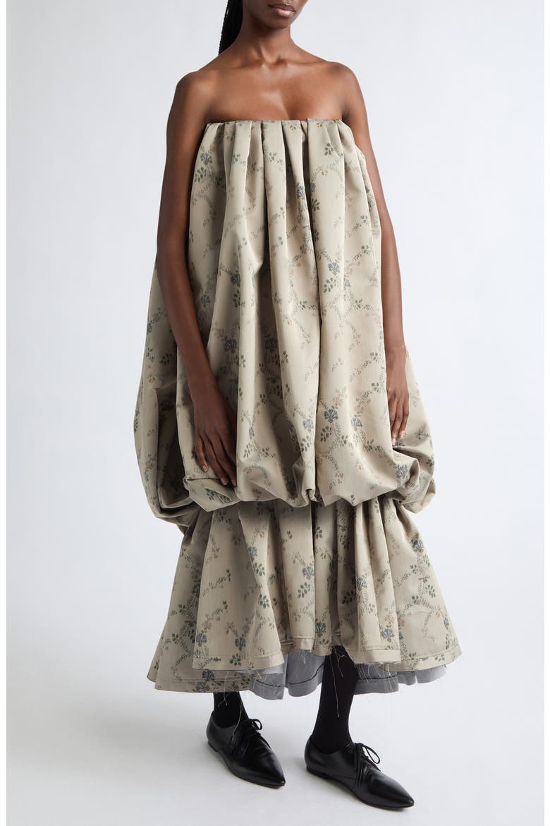 Damask Floral Pleated Bubble Dress, Alternate, color, DAMASK FLORAL