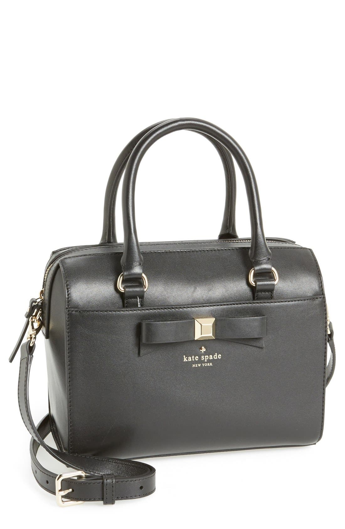 'holly street - ashton' leather crossbody satchel, Main, color, BLACK