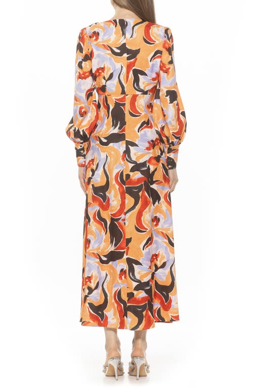 Alexia Admor Yesenia Long Sleeve Empire Waist Maxi Dress In Yellow Multi