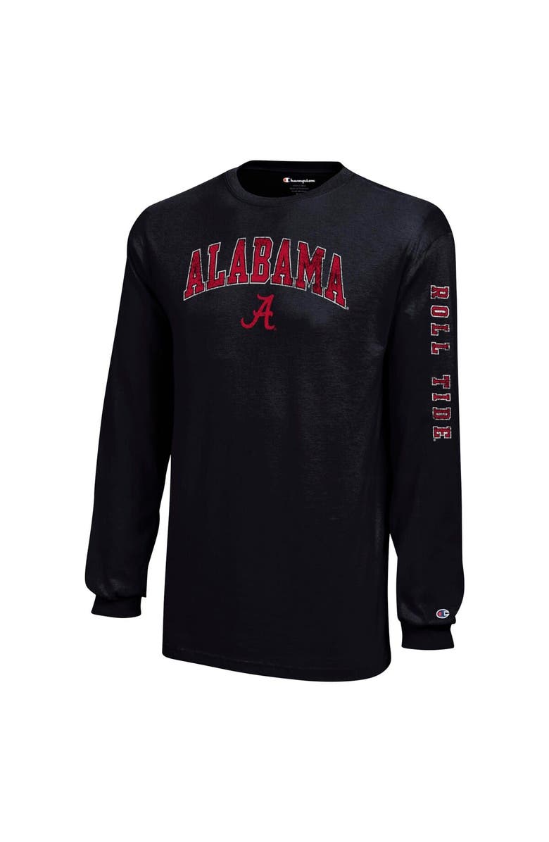 Champion Youth Champion Black Alabama Crimson Tide Distressed Arch Over Logo Long Sleeve T-Shirt, Alternate, color, Black