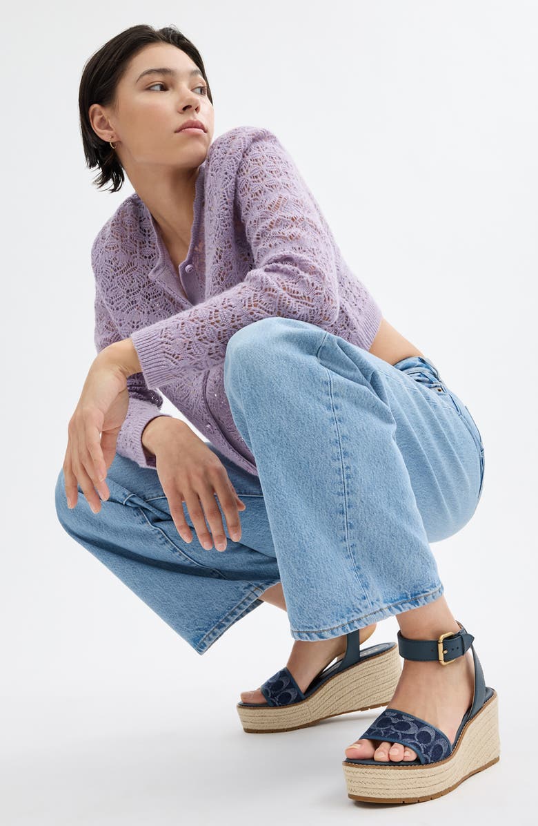 COACH Katherine Ankle Strap Espadrille Platform Wedge Sandal, Alternate, color,