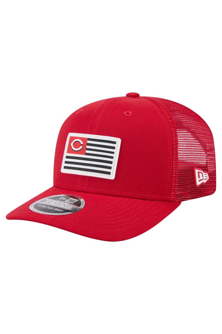 Men's New Era Red Cincinnati Reds Flag 9SEVENTY COOLERA Stretch-Snap Hat, Main, color, Red
