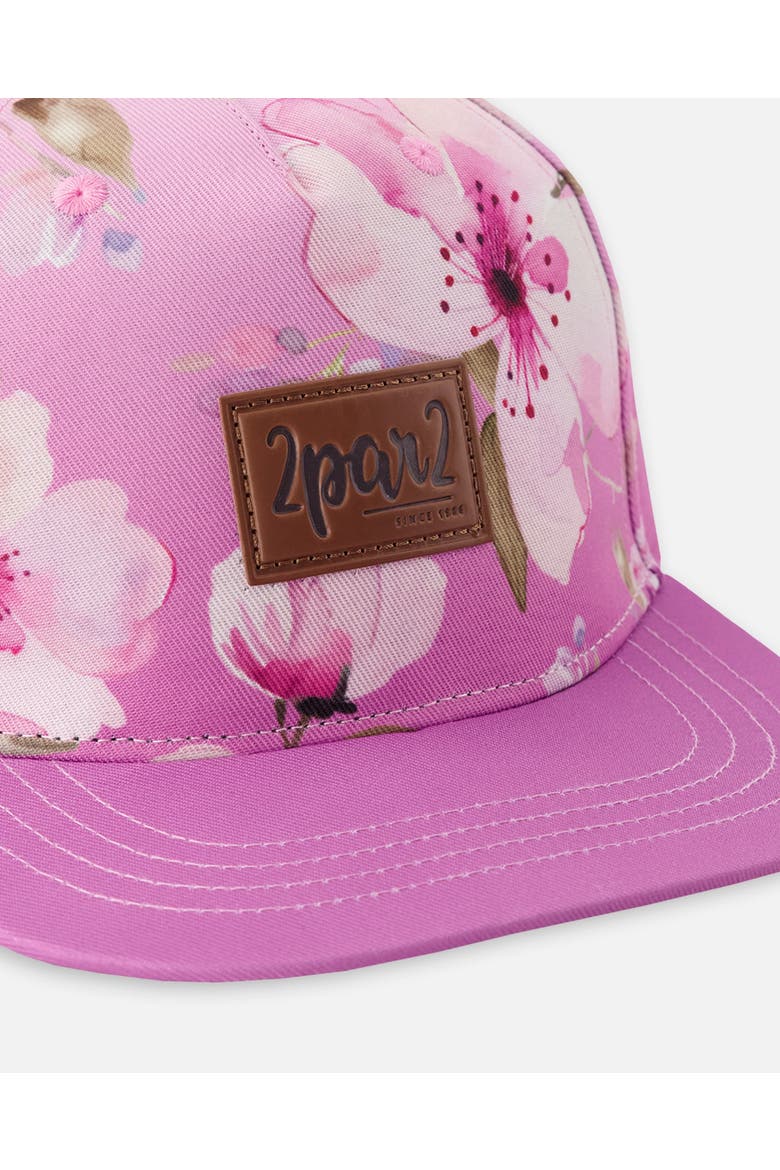 Flat Brim Flower Cap, Alternate, color, Purple Floral Print