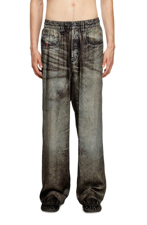 Diesel Elasticated Pants In Denim-look Viscose In Gray