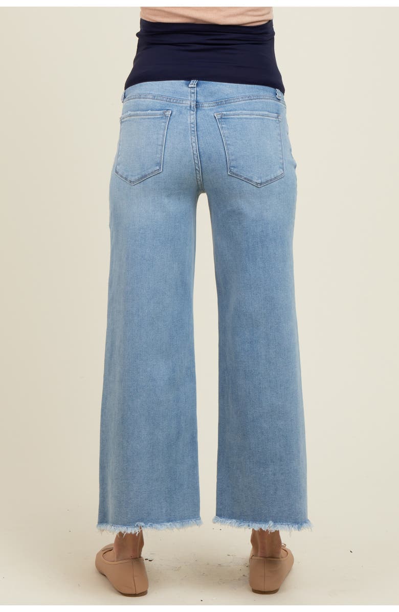 PinkBlush Fringe Hem Ankle Wide Leg Maternity Jeans, Alternate, color, Blue