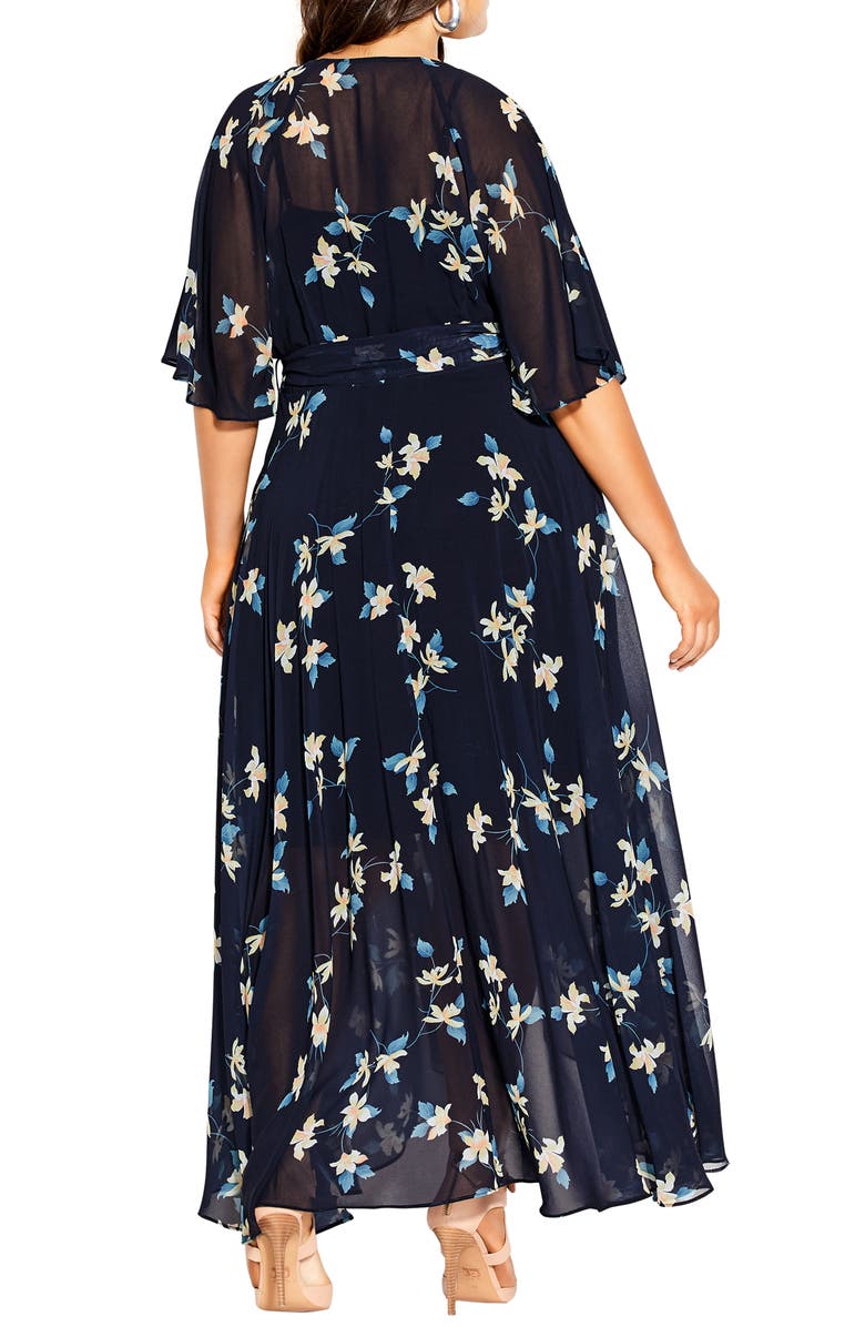 City Chic Akita Floral Wrap Dress, Alternate, color, 
