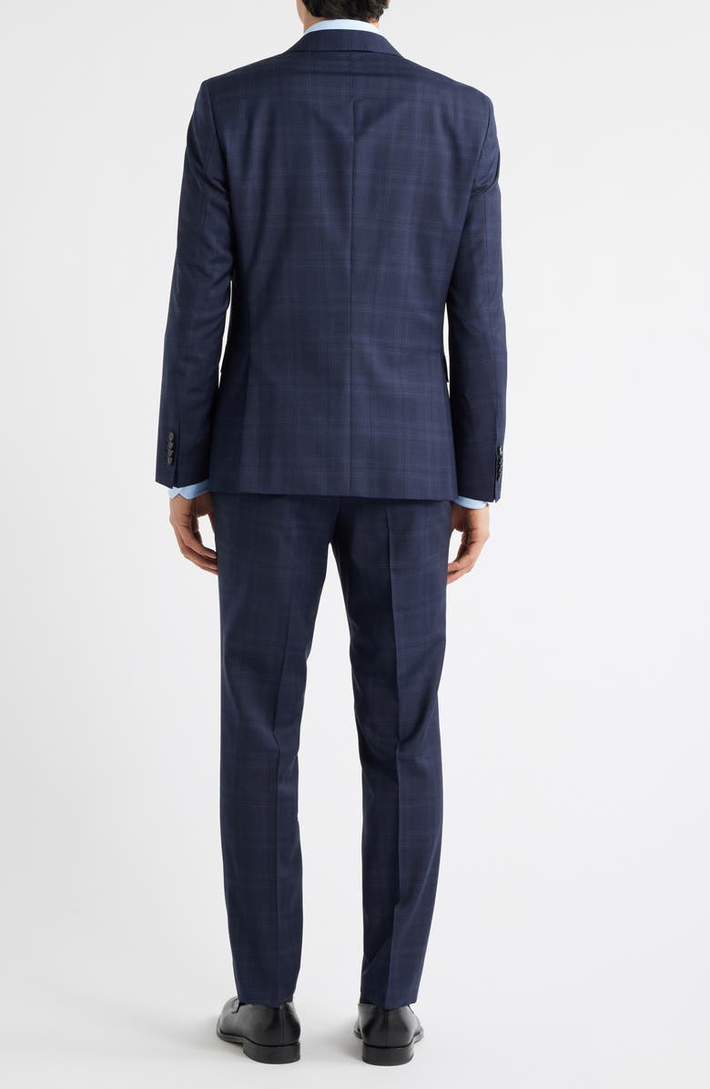 BOSS Huge Slim Fit Navy Check Virgin Wool Suit, Alternate, color, Dark Blue