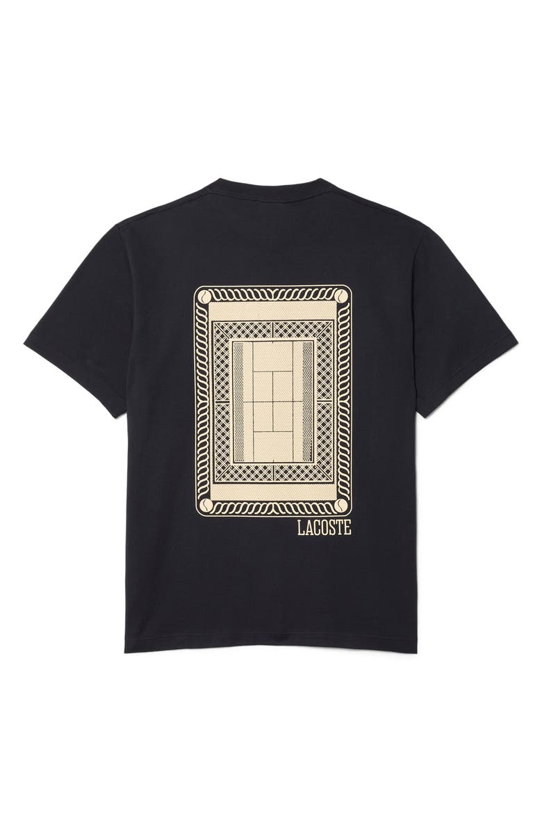 Lacoste Tennis Court Cotton Graphic T-Shirt, Alternate, color, Blackbird