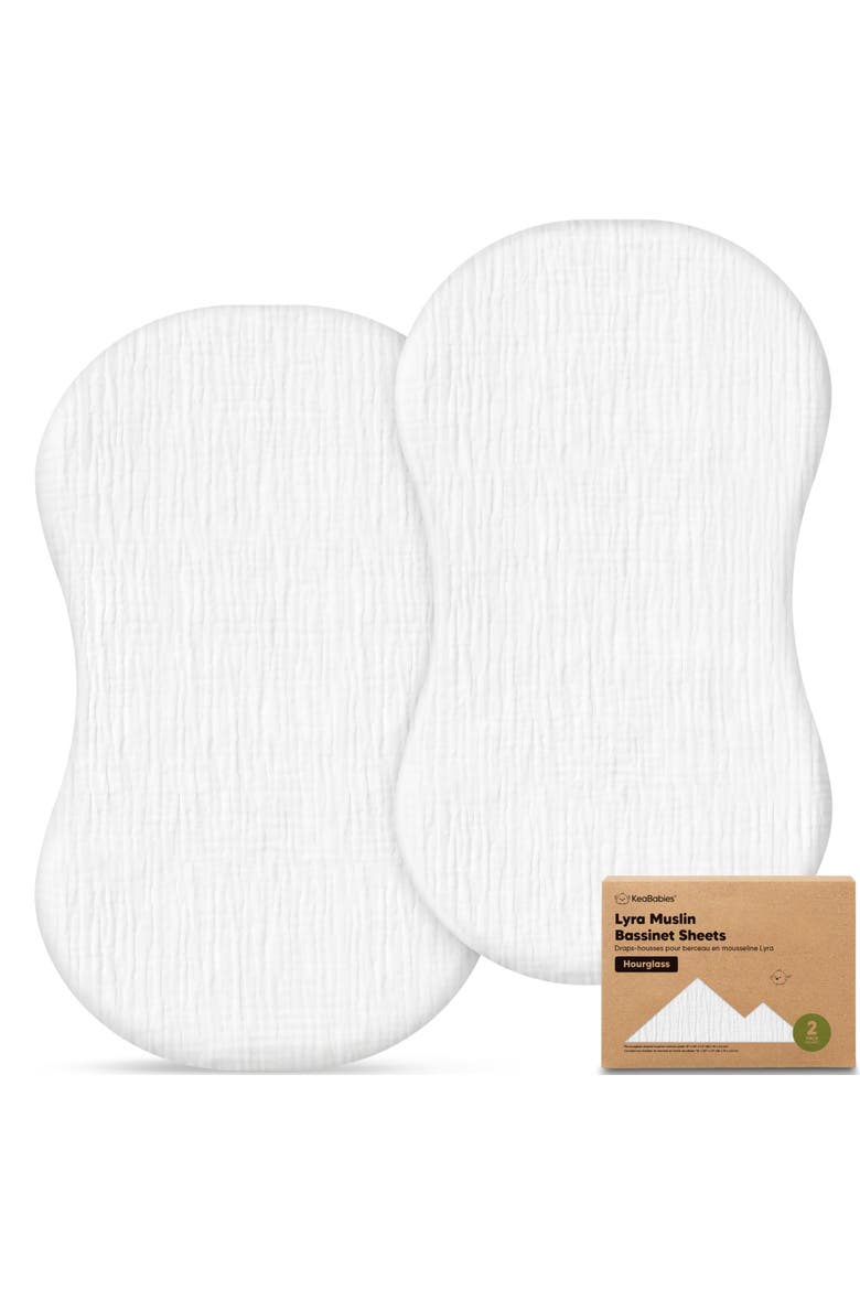 2-Pack Lyra Muslin Bassinet Sheets - Halo, Main, color, Soft White