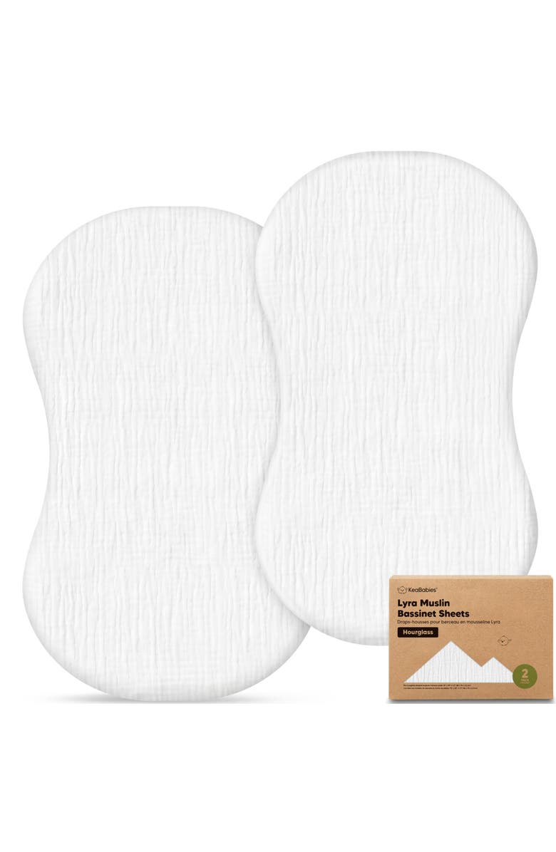 KeaBabies 2-Pack Lyra Muslin Bassinet Sheets, Main, color, Soft White
