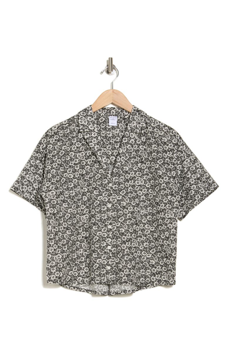 Melrose and Market Camp Shirt, Alternate, color, Black- Ivory Sketch Blossom
