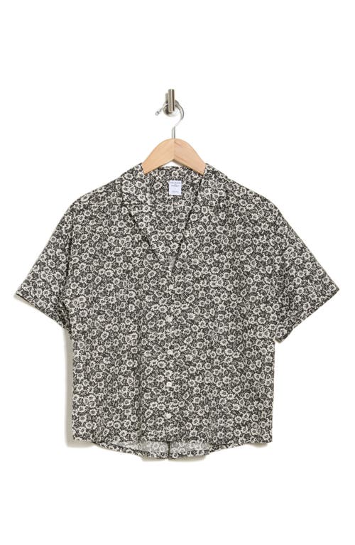 Melrose And Market Camp Shirt In Black- Ivory Sketch Blossom