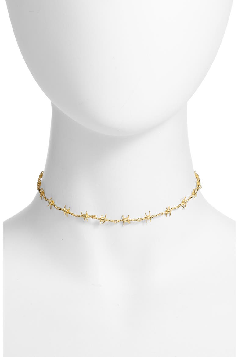 Danielle Barb Wire Choker Necklace, Alternate, color, GOLD