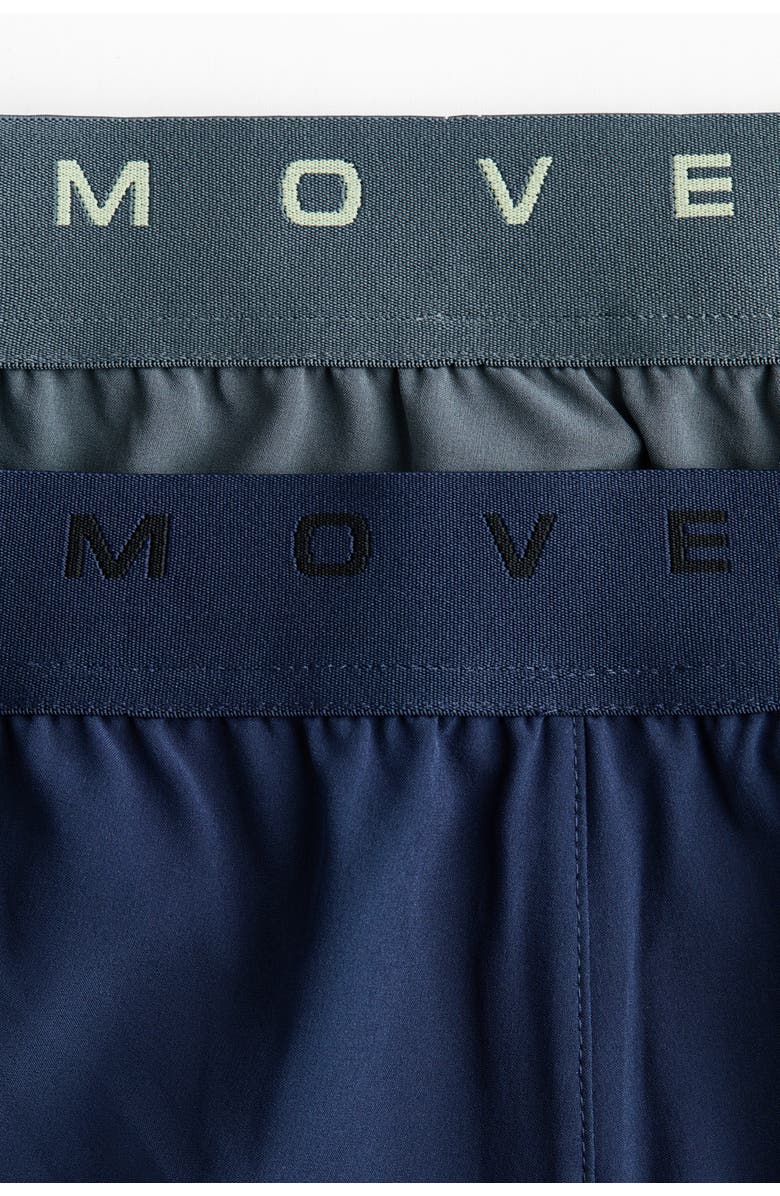 H&M 2-pack Four-way Stretch Shorts With Drymove, Alternate, color, Dark Blue/Gray