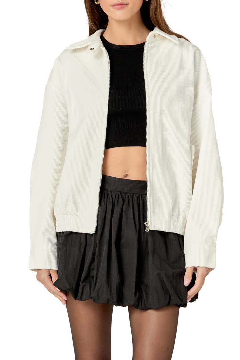 Oversize Corduroy Zip Jacket, Main, color, OFF WHITE