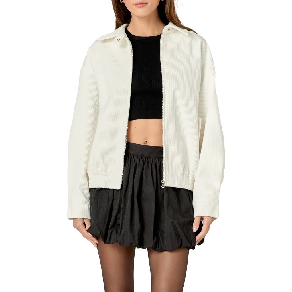 English Factory Oversize Corduroy Zip Jacket In Off White