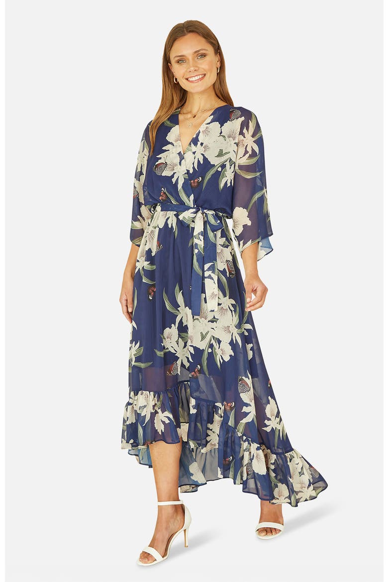 Dip Hem Sleeve Dress, Main, color, Navy