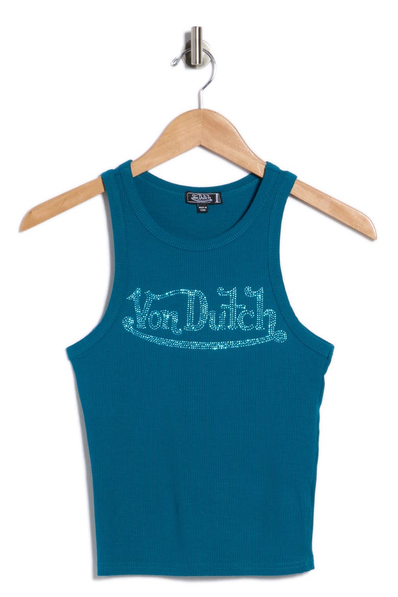 Ribbed Jersey Tank, Alternate, color, DEEP LAGOON