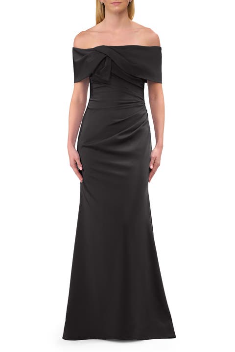 Off-the-Shoulder Gown with Draped Bow Detail