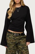 EDIKTED Charlisa Ruched Long Sleeve Crop Top