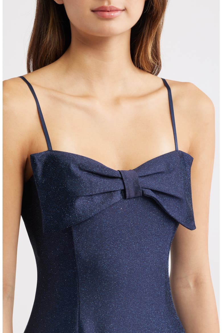 Glitter Bow Front Sleeveless Minidress, Alternate, color, NAVY