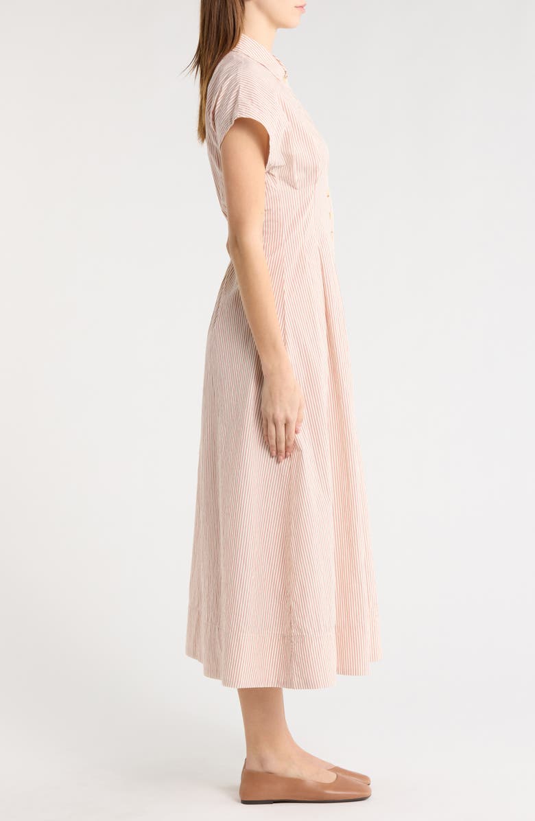 Marine Layer Arden Midi Shirtdress, Alternate, color, Rust/ White Stripe