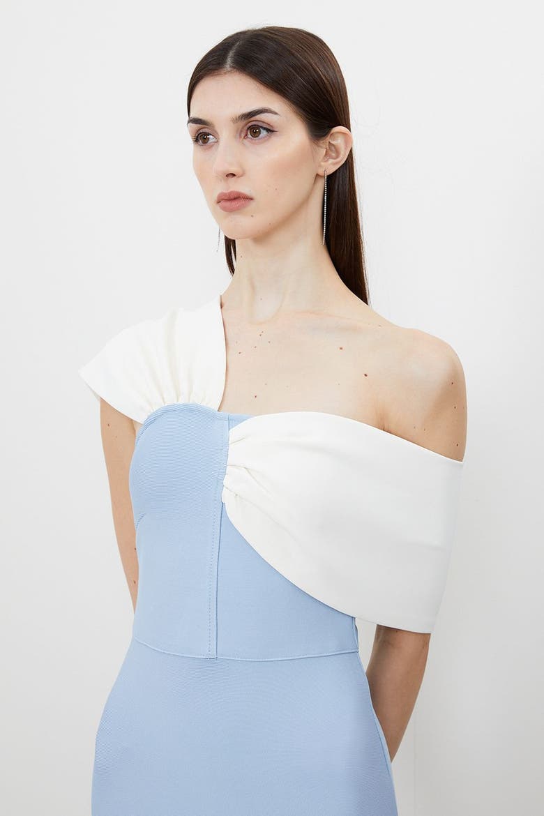 Asymmetric Strap Knit Midi Dress, Alternate, color, Light Blue