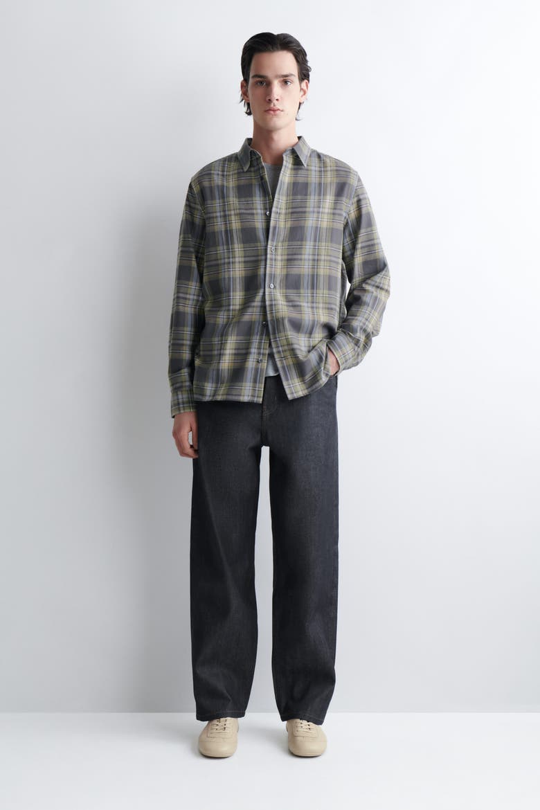 Checked Cotton-Twill Shirt, Alternate, color, GRAY / BROWN / CHECKED