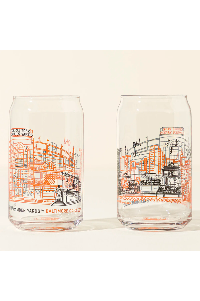 MLB Stadiumscape Can-Shaped Glasses - Set of 2, Alternate, color, Baltimore Orioles