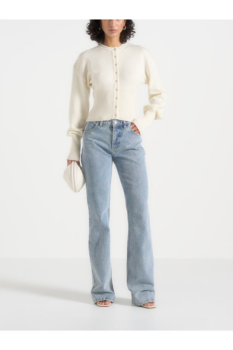 Mayla Knitted Cinch Waist Cardigan, Main, color, Cream