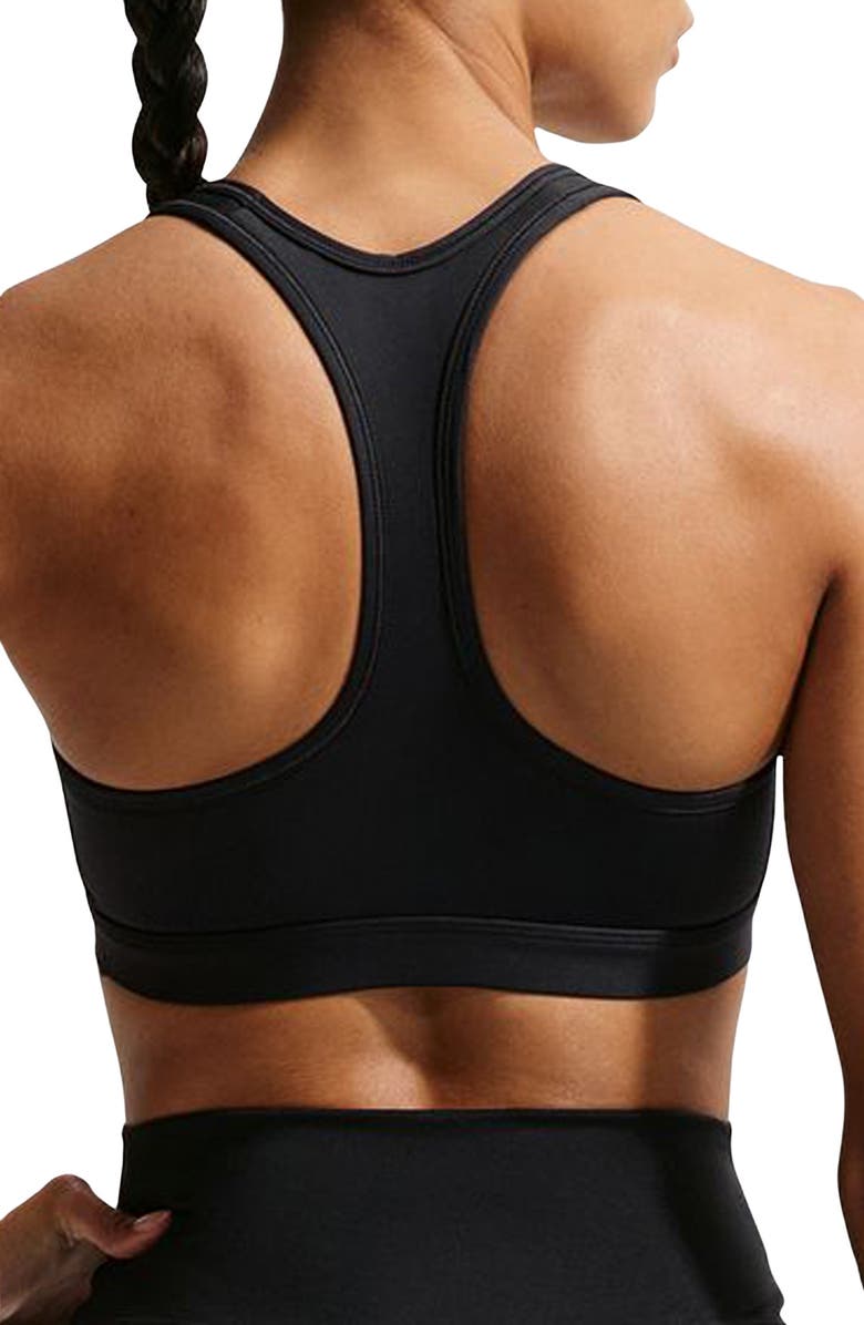 Nike Swoosh Medium Support Dri-FIT Unpadded Sports Bra, Alternate, color, Black/ White